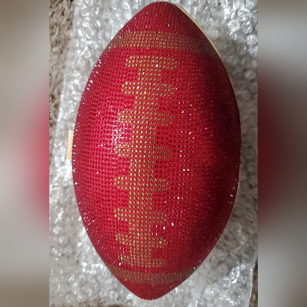 Red & Gold Rhinestone Football Clutch